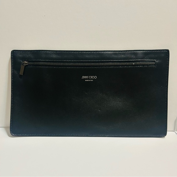 Jimmy Choo Handbags - Jimmy Choo Black Leather Zip Pouch Clutch Made in Italy 12.25”